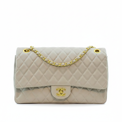 Grey Stone Double Flap Quilted Bag