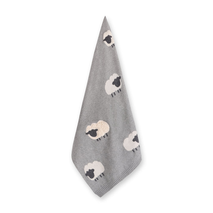 Wooly Sheep 3D - Organic Cotton Jacquard Knit Baby Blanket