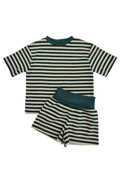 Grow With Me Wide Shorts | Jungle Green Stripes Kid's Stuff [Trucs d'enfants]
