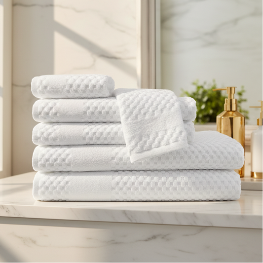 GTY Collection Zero Twist Premium Towels All over Checker Design - Rifz Textiles Inc