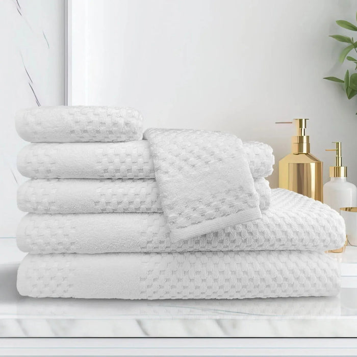 GTY Collection Zero Twist Premium Towels All over Checker Design - Rifz Textiles Inc