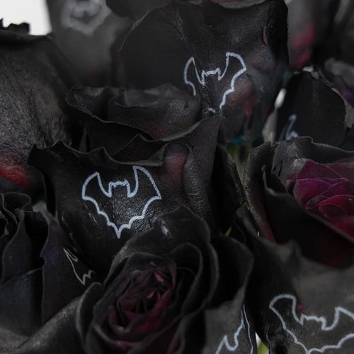 Halloween Black Bat Personalized Roses Close Up - Image