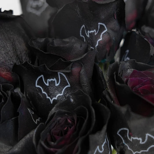 Halloween Black Bat Personalized Roses Close Up - Image
