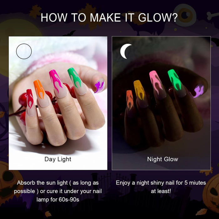 🎃Flash Sale🔥RARJSM ® Halloween Girls-6 Colors luminous Glow In The Dark Gel nail Polish Set｜7.5ml 6pcs
