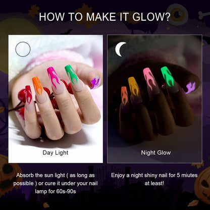 🎃Flash Sale🔥RARJSM ® Halloween Girls-6 Colors luminous Glow In The Dark Gel nail Polish Set｜7.5ml 6pcs