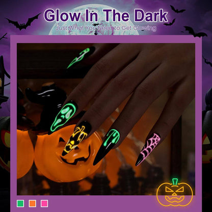 🎃Flash Sale🔥RARJSM ® Halloween Girls-6 Colors luminous Glow In The Dark Gel nail Polish Set｜7.5ml 6pcs