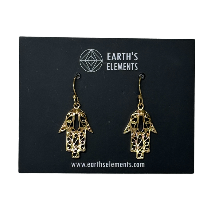 Hamsa Earrings - Brass