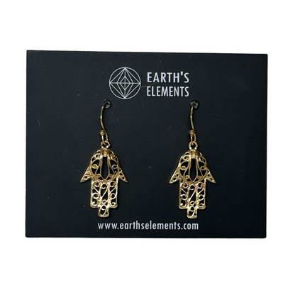 Hamsa Earrings - Brass