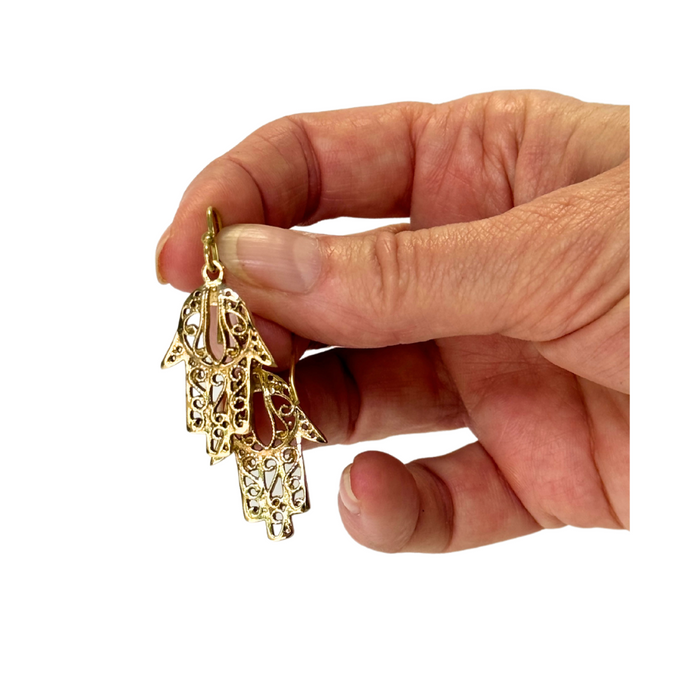 Hamsa Earrings - Brass