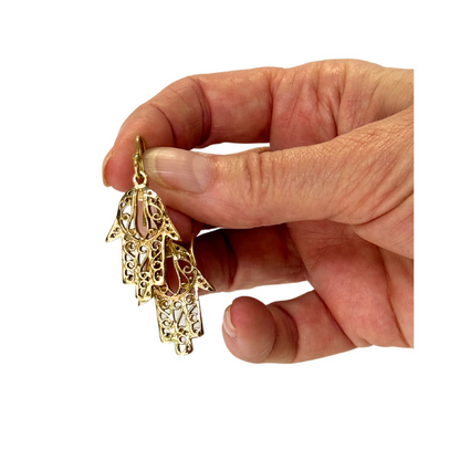 Hamsa Earrings - Brass