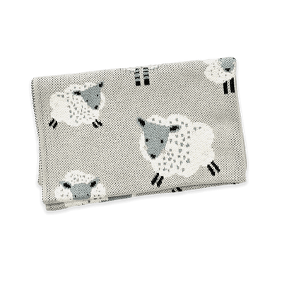 Happy Sheep - Mid Weight Jacquard Sweater Knit Baby Blanket (Organic Cotton)