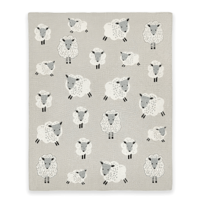 Happy Sheep - Mid Weight Jacquard Sweater Knit Baby Blanket (Organic Cotton)