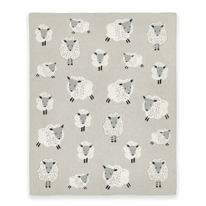 Happy Sheep - Mid Weight Jacquard Sweater Knit Baby Blanket (Organic Cotton)