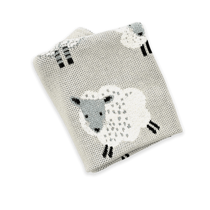 Happy Sheep - Mid Weight Jacquard Sweater Knit Baby Blanket (Organic Cotton)