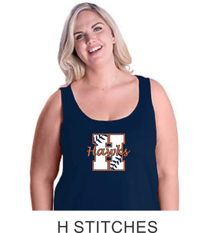 Hawks Curvy Ladies Basic Tank- 3 Designs- Matte or Glitter