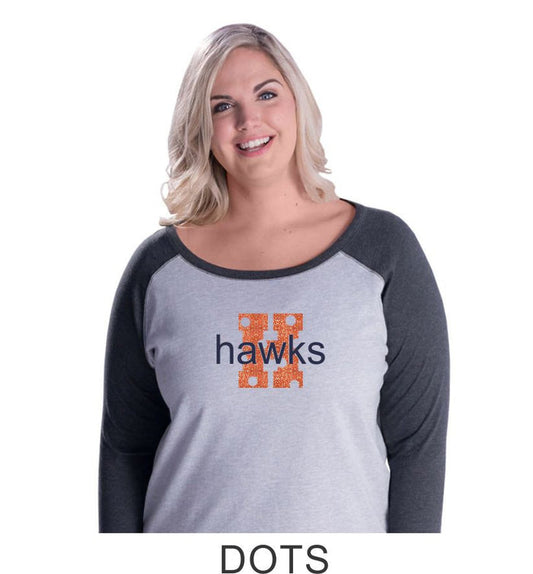 Hawks Curvy Lady Raglan- 2 Designs-Matte or Glitter