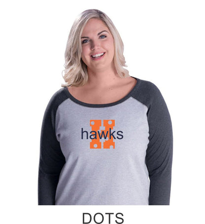 Hawks Curvy Lady Raglan- 2 Designs-Matte or Glitter