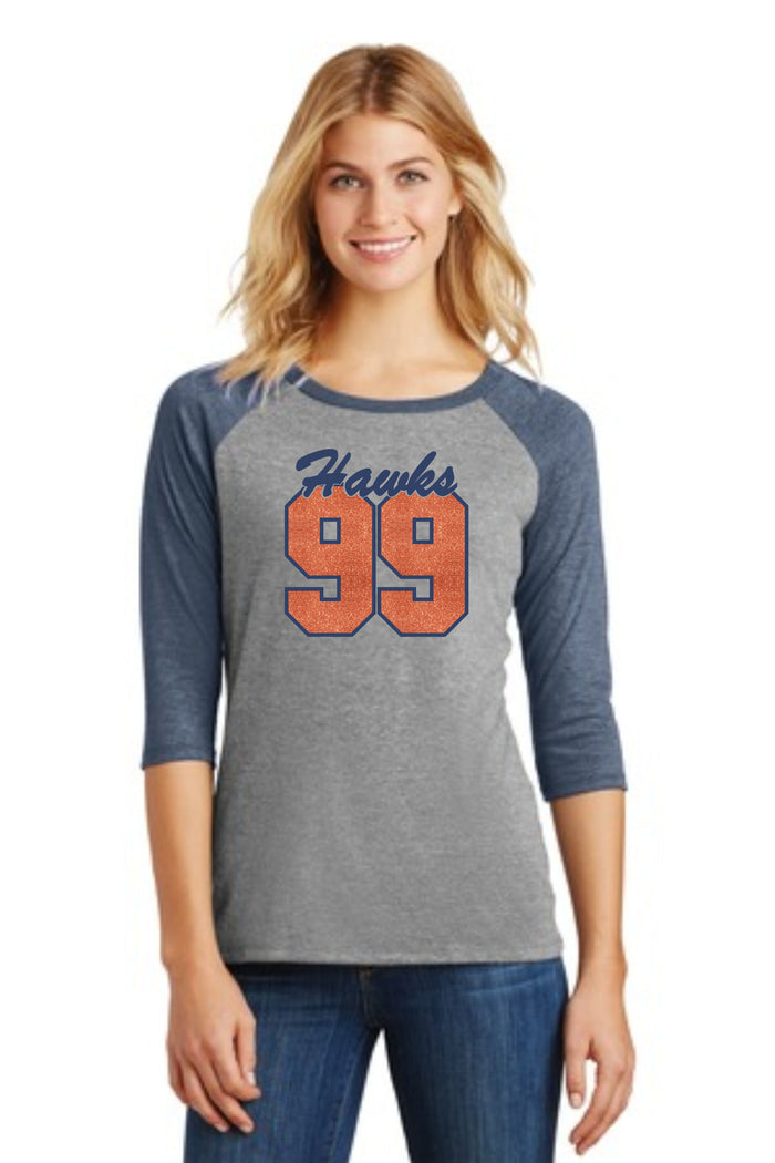 Hawks Glitter Number Raglan