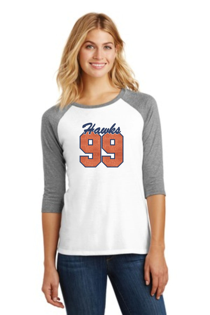 Hawks Glitter Number Raglan