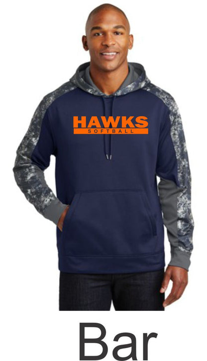Hawks Softball Colorblock Hooded Wicking Sweatshirt- in 2 designs