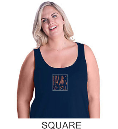 Hawks Softball Curvy Ladies Basic Tank- 2 Designs- Matte or Glitter