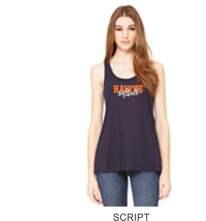 Hawks Softball Flowy Tank- 2 designs- Matte or Glitter