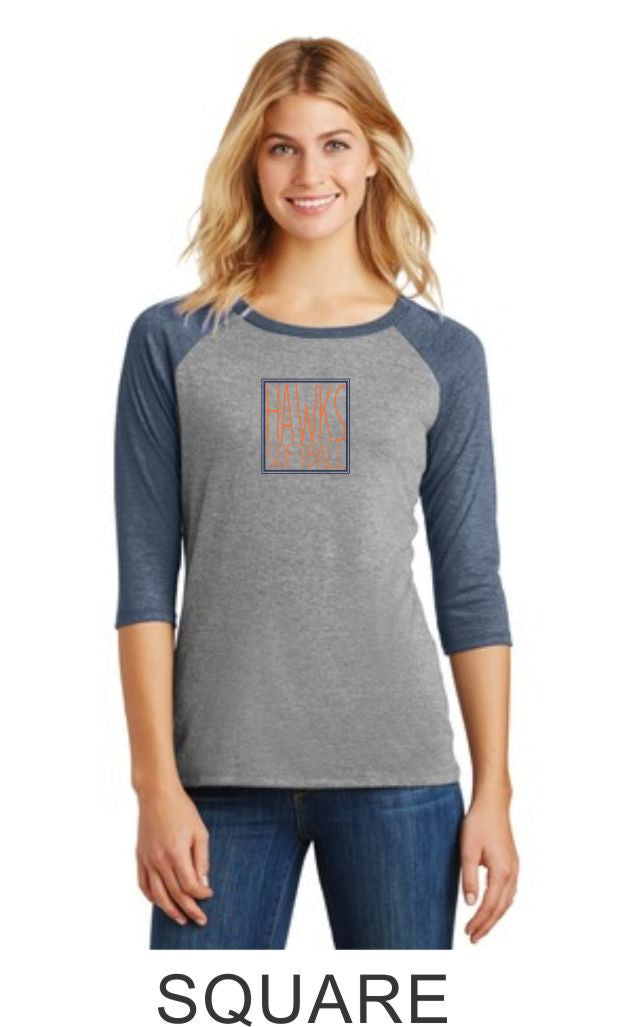 Hawks Softball Ladies Raglan- 3 designs- Matte or Glitter