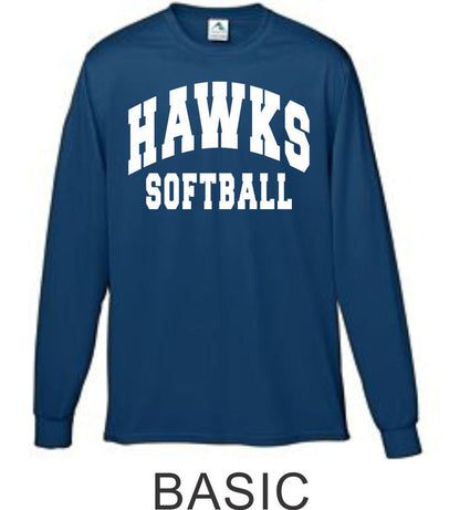 Hawks Softball Wicking Long Sleeve Tee- 4 Designs