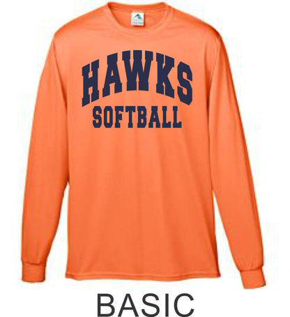 Hawks Softball Wicking Long Sleeve Tee- 4 Designs