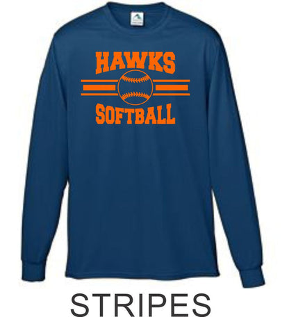 Hawks Softball Wicking Long Sleeve Tee- 4 Designs