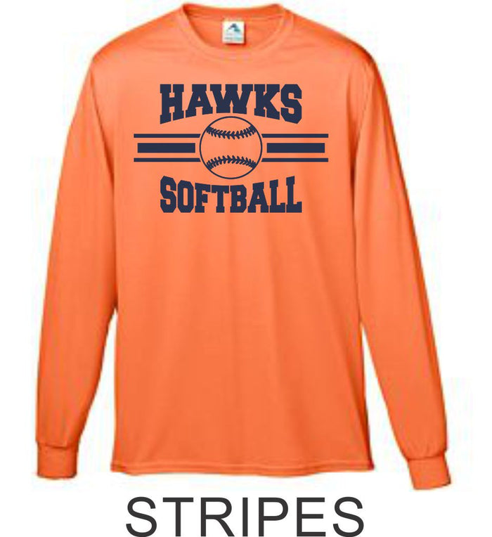 Hawks Softball Wicking Long Sleeve Tee- 4 Designs