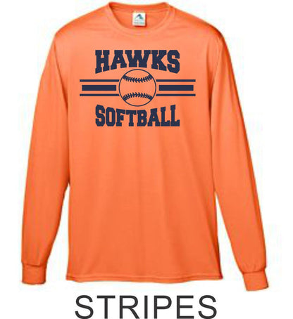Hawks Softball Wicking Long Sleeve Tee- 4 Designs
