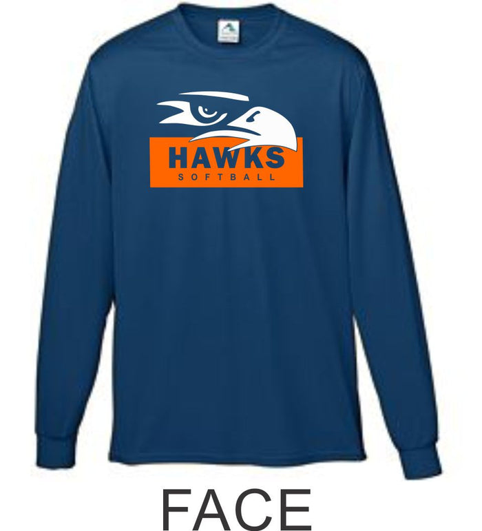 Hawks Softball Wicking Long Sleeve Tee- 4 Designs
