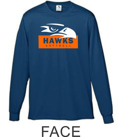 Hawks Softball Wicking Long Sleeve Tee- 4 Designs