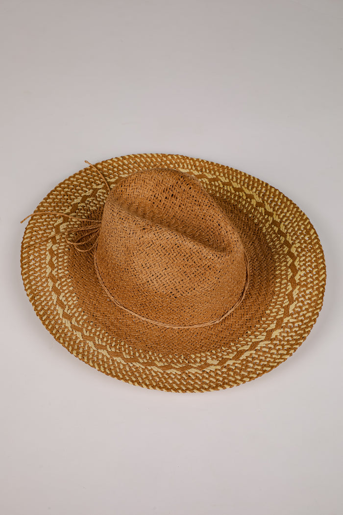 Heading Seaside Khaki Straw Fedora Wide Brim Hat