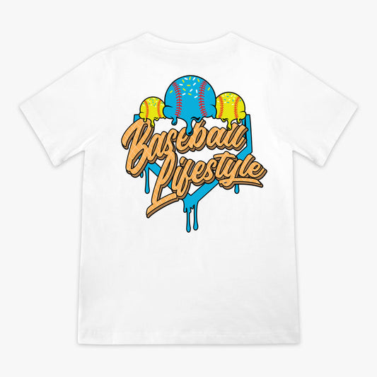 White Ice Cream Blueberry Lemonade youth graphic tee — back view