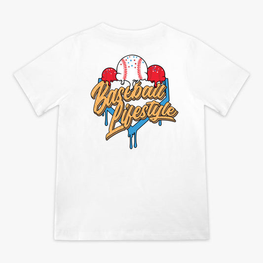Red, white & blue Ice Cream USA youth graphic tee — back view