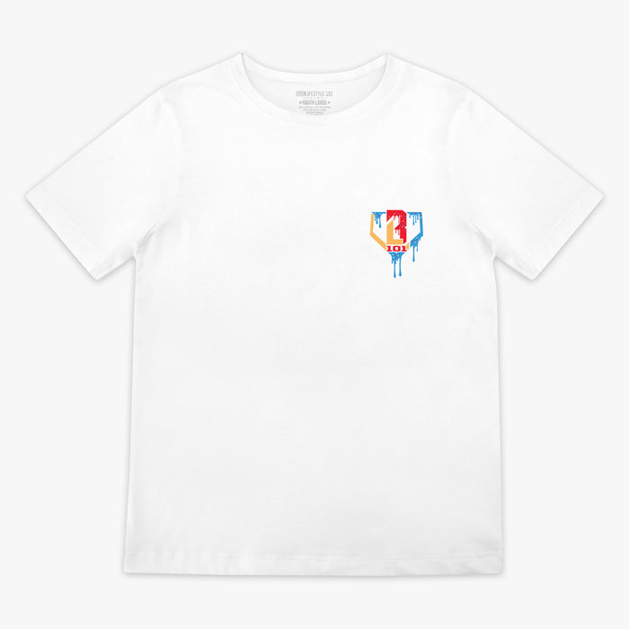 Red, white & blue Ice Cream USA youth graphic tee — front view