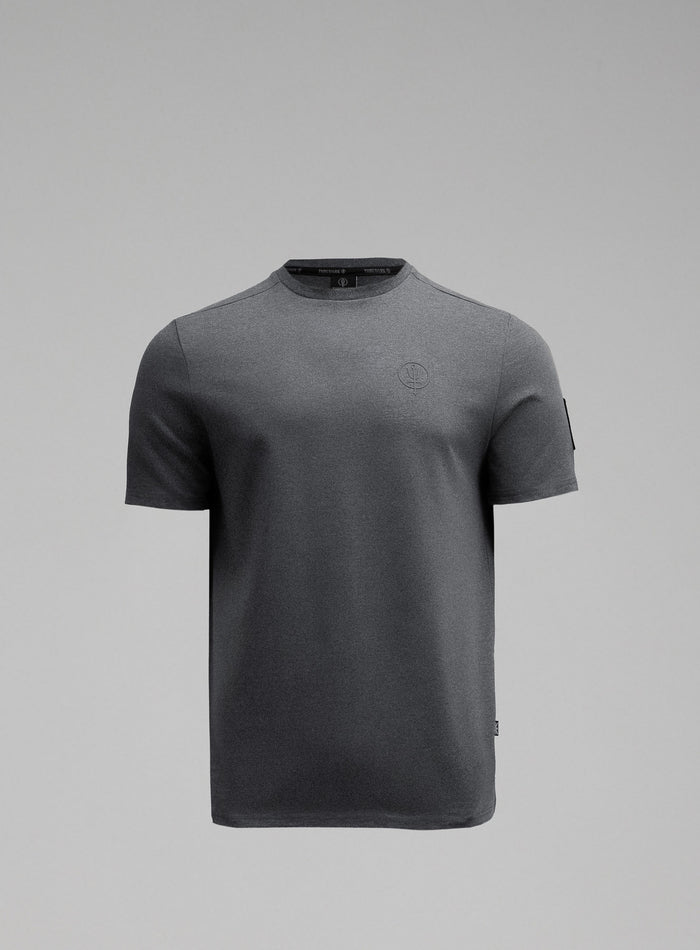 Hem Cut Out Image of Insignia T-Shirt - Black Mark In Charcoal Grey (GM)