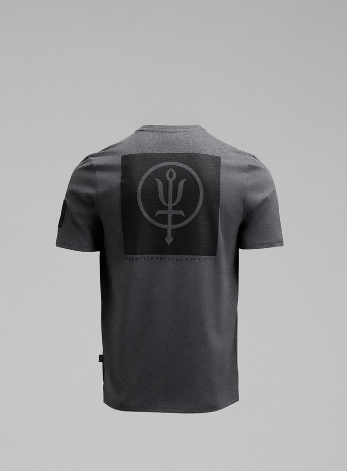 Hem Cut Out Image of Insignia T-Shirt - Black Mark In Charcoal Grey (GM)
