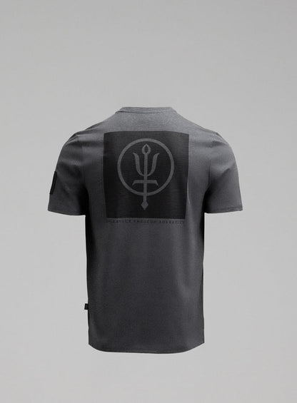 Hem Cut Out Image of Insignia T-Shirt - Black Mark In Charcoal Grey (GM)