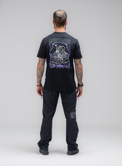 Louis Is 5ft 10" And Wears Size: M | Hem Studio Image Of Model Wearing Insignia T-Shirt - Made For Rock In Obsidian Black (SS Model)