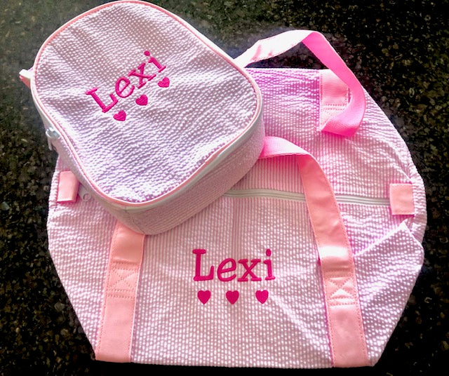 Insulated Lunch Tote- Pink with Lavender