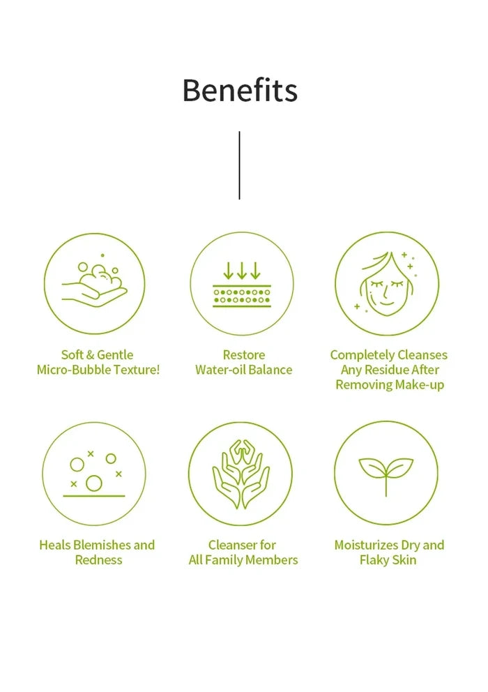 List of skincare benefits with icons and text on a white background