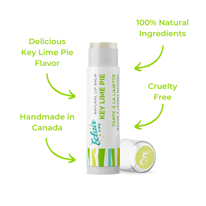 Eclair Lips Key Lime Pie lip balm, natural ingredients, cruelty-free.