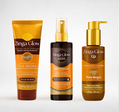 Kit Beleza Ancestral - Óleo Hidratante Baobá + Acelerador de Bronzeado + Glow Up FPS15
