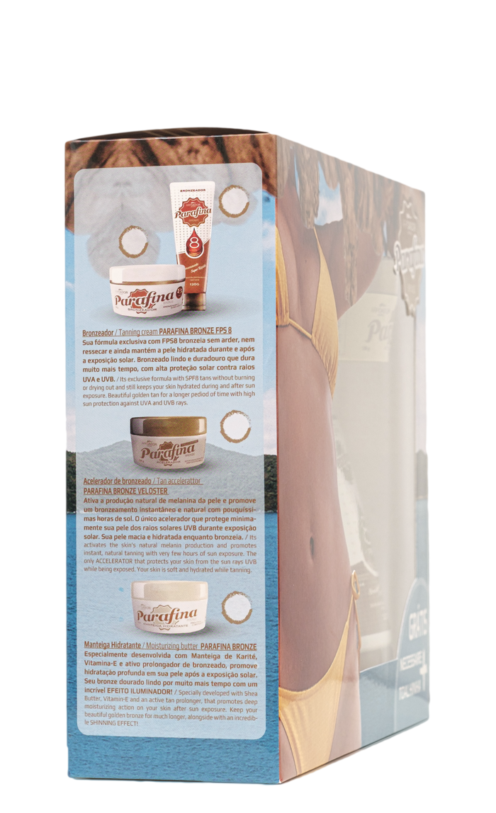 Kit Bronze Completo – Veloster Acelerador 120g + Parafina Bronze FPS8 120g + Necessaire + Toalhinha
