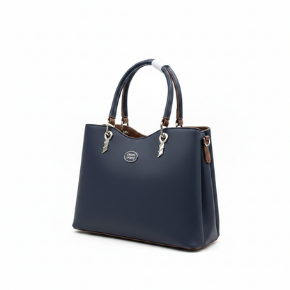 Ladies PU Leather Tote Handbag - White Background