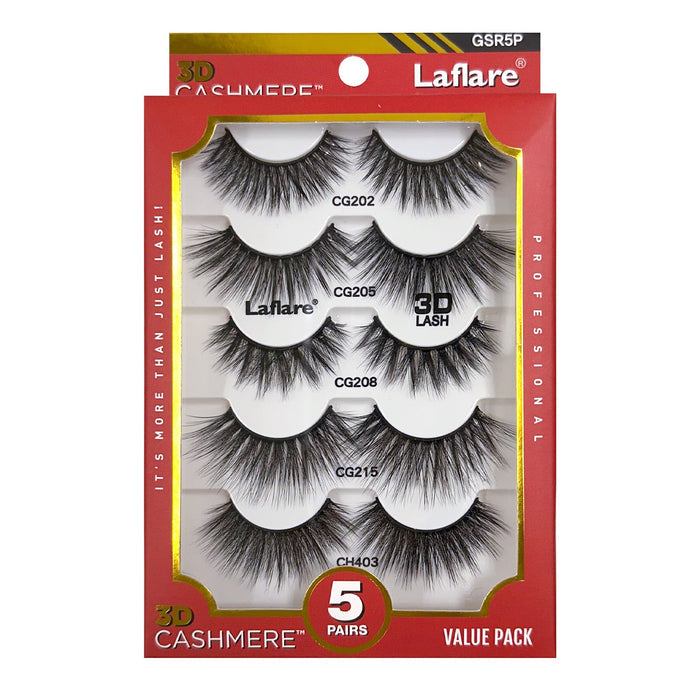 Laflare 3D Cashmere Eyelashes Value Pack 5 Pairs - ikatehouse