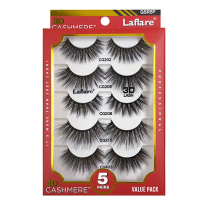 Laflare 3D Cashmere Eyelashes Value Pack 5 Pairs - ikatehouse